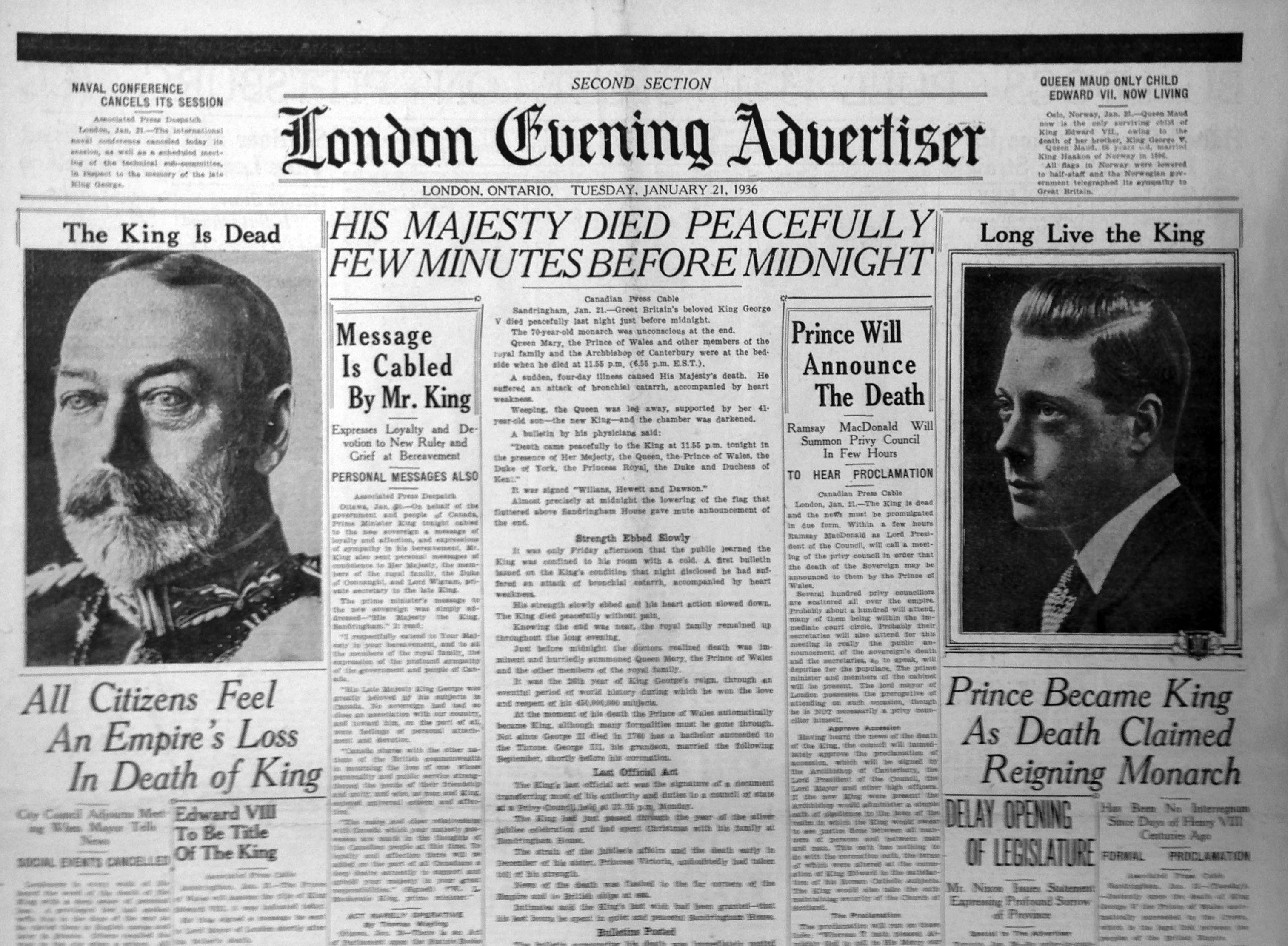 The Year that Britain had three kings: His Majesty King George V is Dead